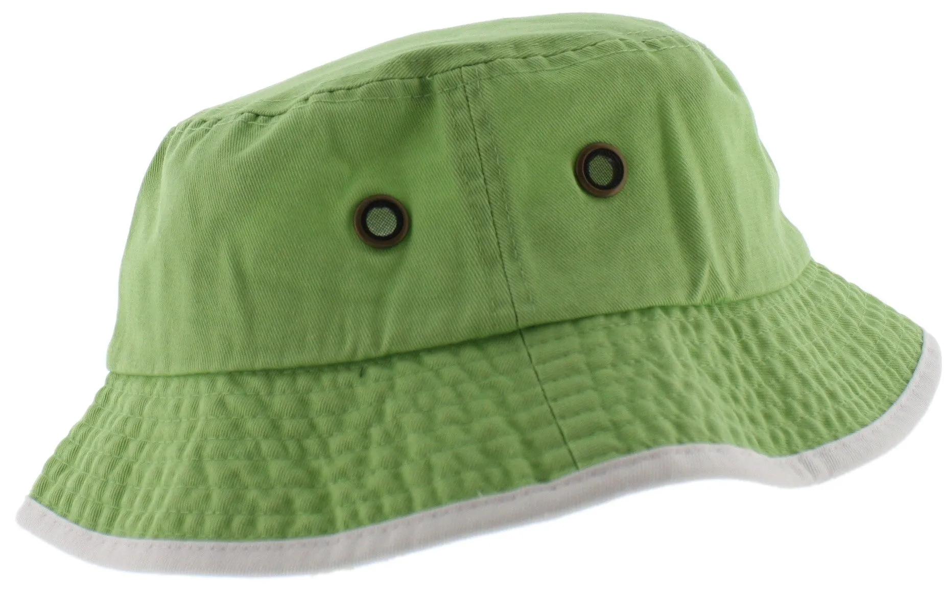 Solid Trim 100% Cotton Bucket Hat with Contrasting Trim