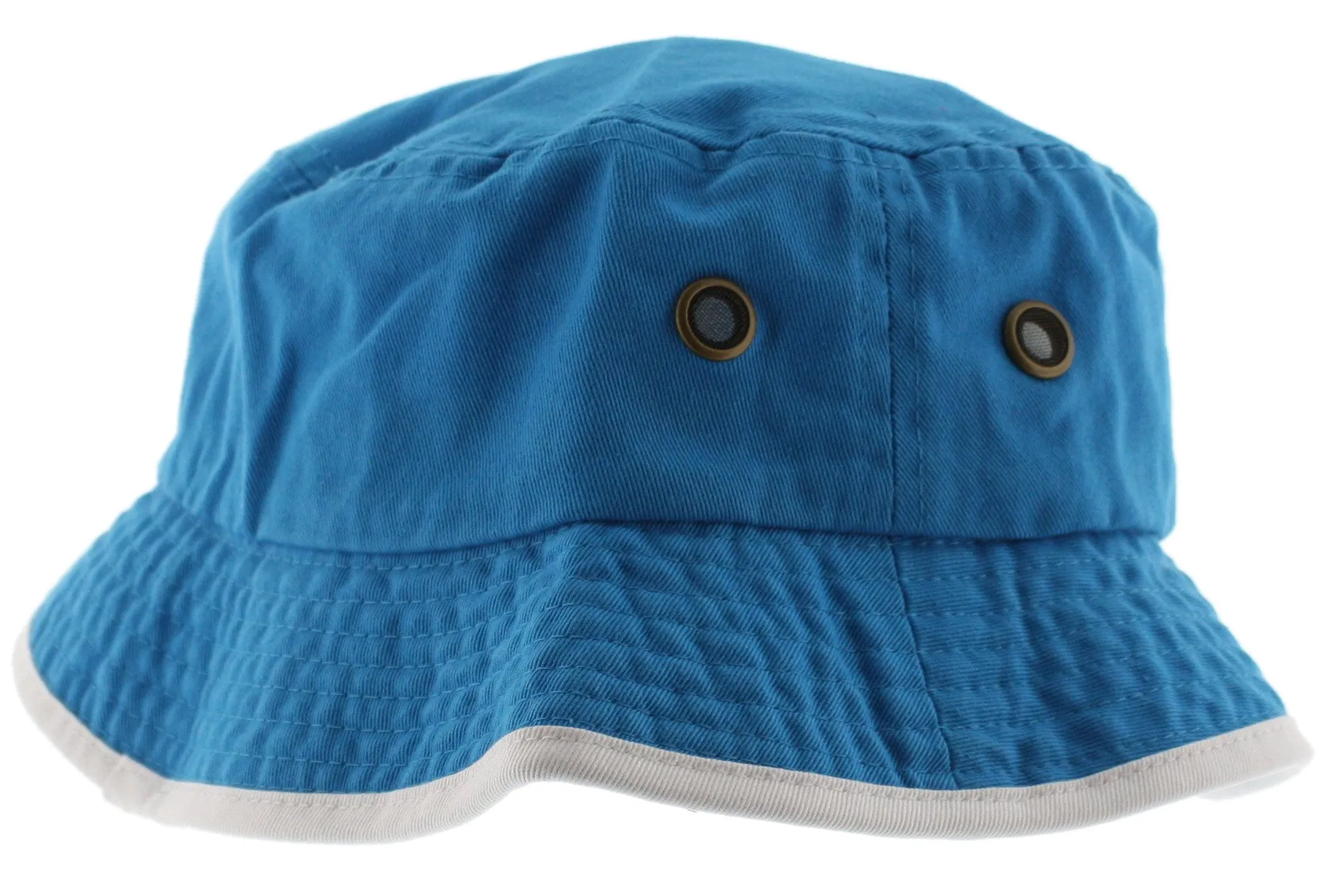 Solid Trim 100% Cotton Bucket Hat with Contrasting Trim