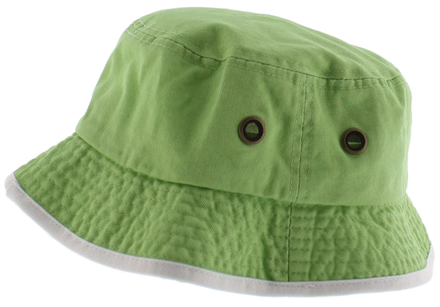 Solid Trim 100% Cotton Bucket Hat with Contrasting Trim