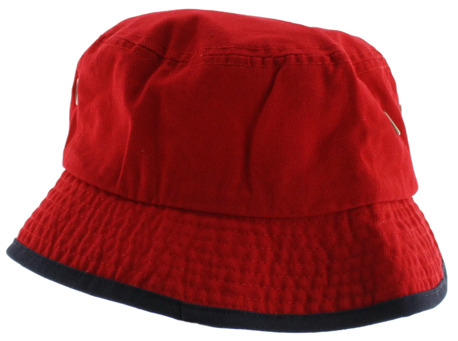 Solid Trim 100% Cotton Bucket Hat with Contrasting Trim