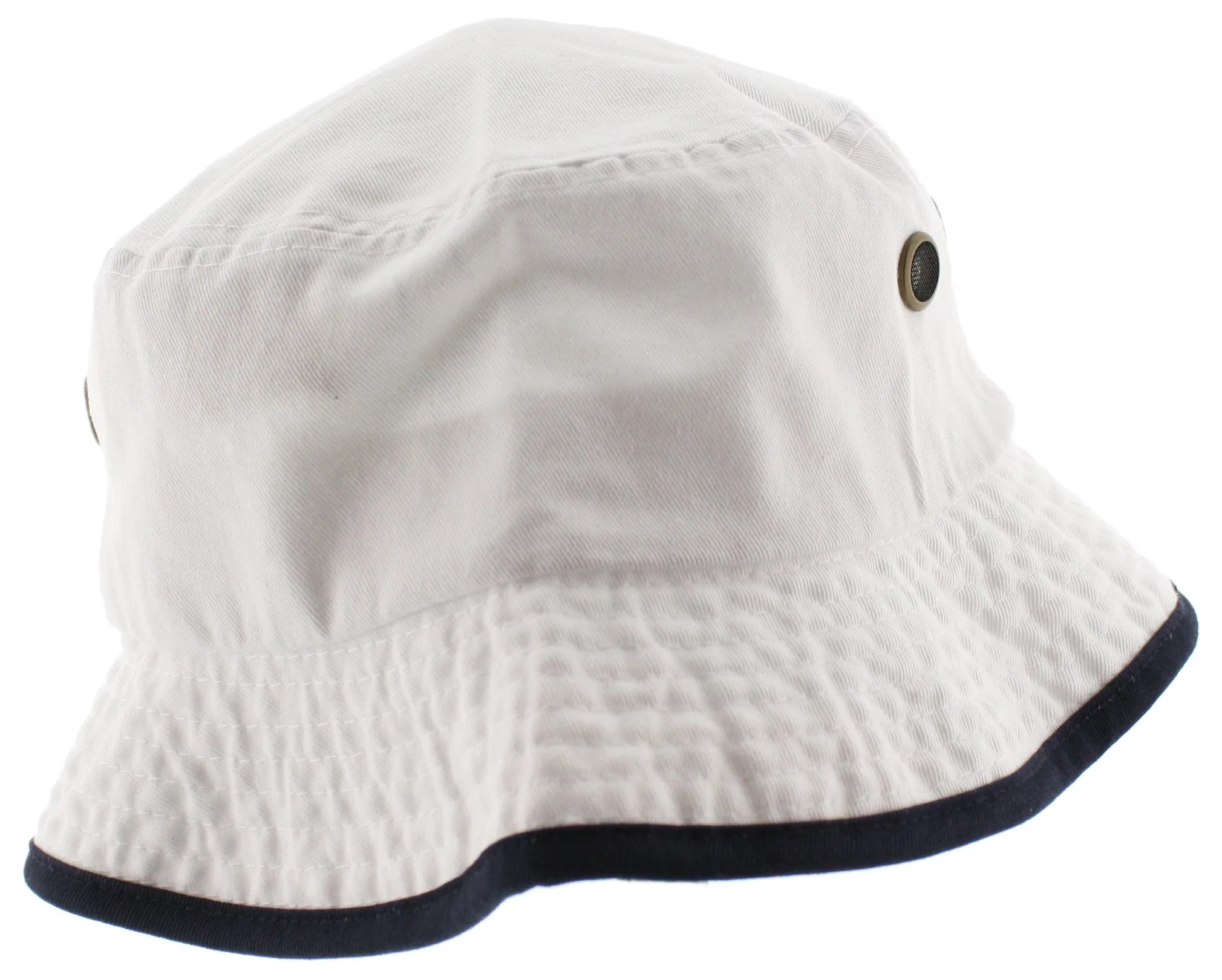 Solid Trim 100% Cotton Bucket Hat with Contrasting Trim