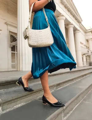 Taupe Croco Aura Shoulder Bag