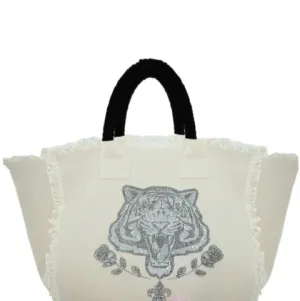 Tiger Fringe Canvas Bag