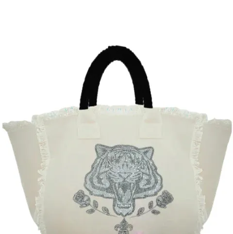 Tiger Fringe Canvas Bag