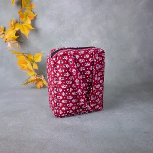 Water Proof Cotton Lunch Bag Maroon Colour with Small Mango Prints.