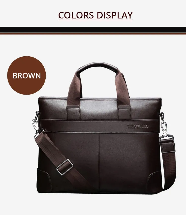 West Louis Men's Designer Leather Business Briefcase