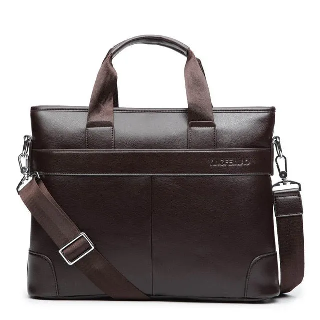 West Louis Men's Designer Leather Business Briefcase