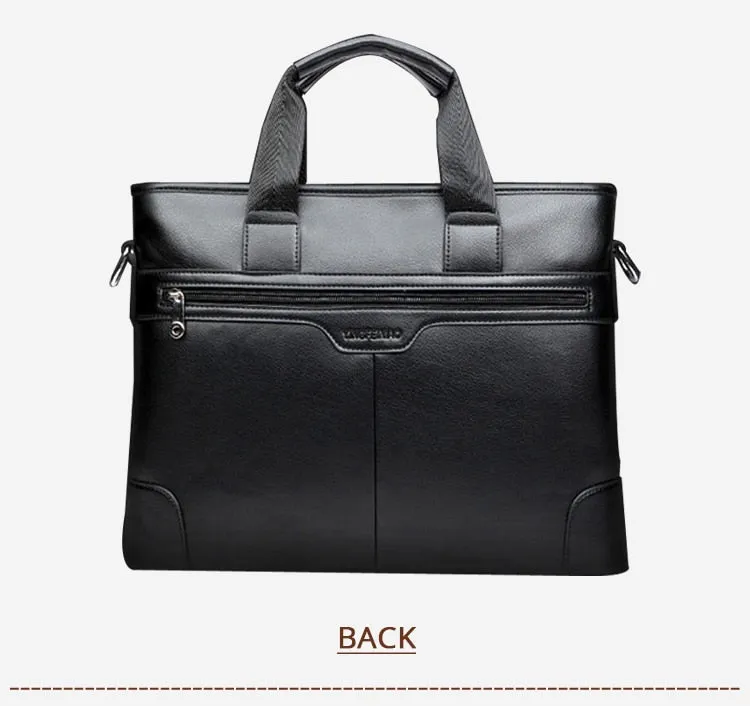 West Louis Men's Designer Leather Business Briefcase
