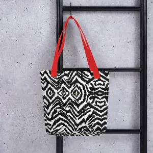 Zebra Print Tote Bag, Designer Black White Zebra Animal Print 15" x 15" Tote Market Bag- Made in USA/EU
