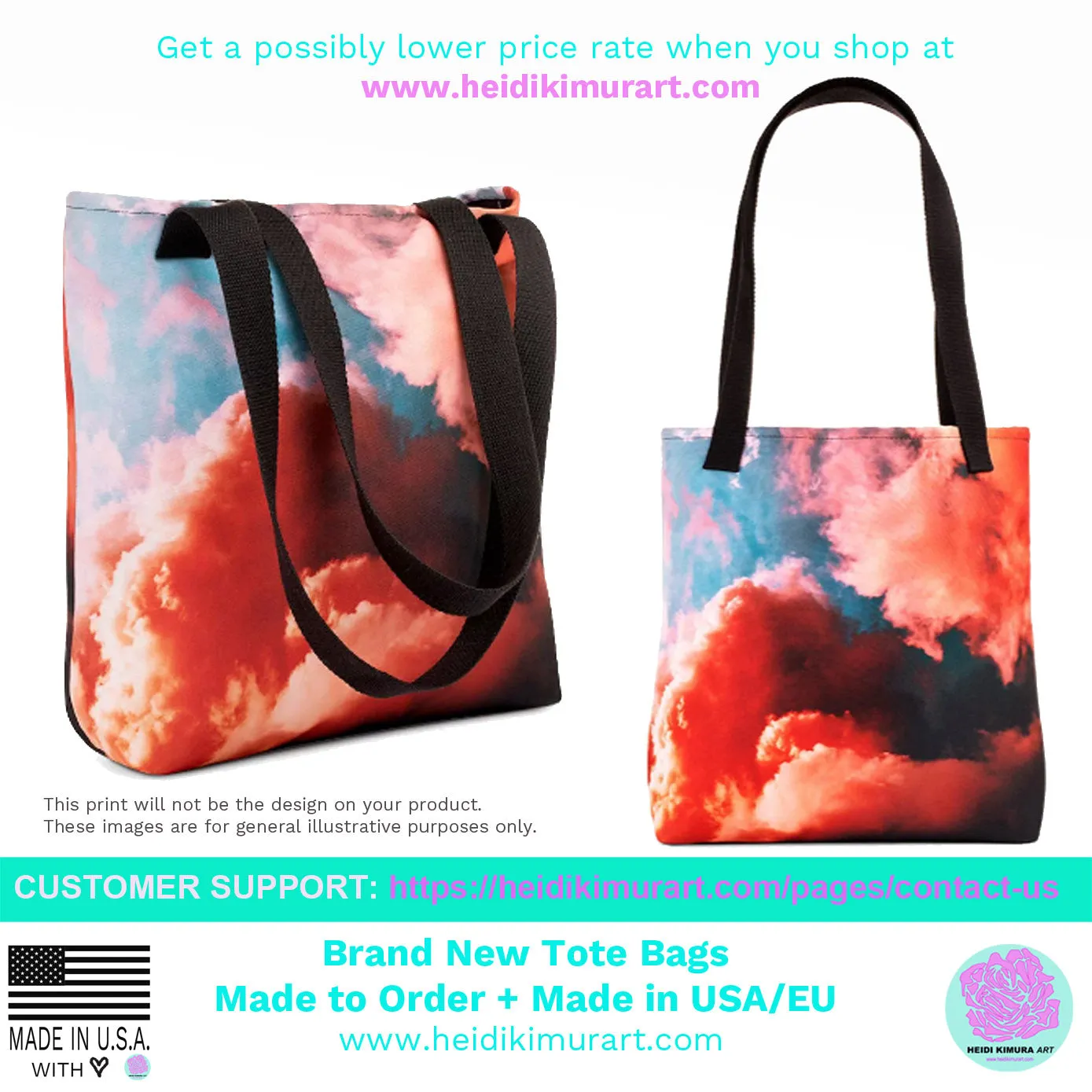 Zebra Print Tote Bag, Designer Black White Zebra Animal Print 15" x 15" Tote Market Bag- Made in USA/EU